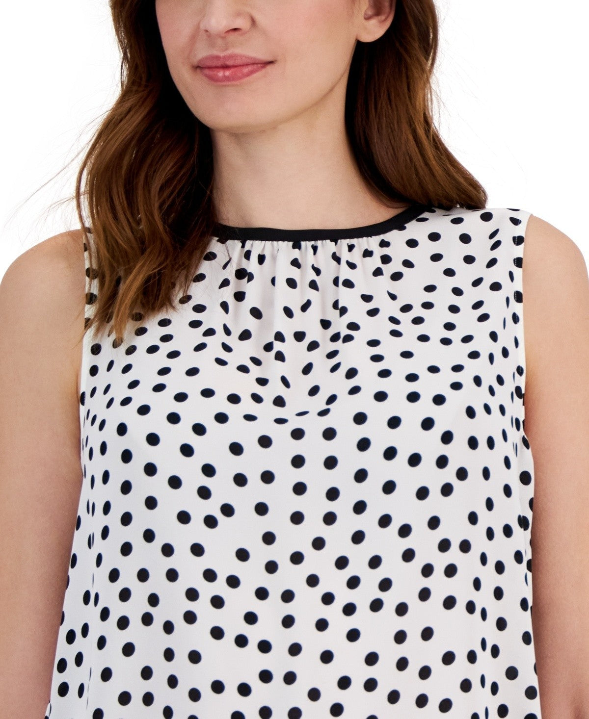 Kasper Petite Printed Sleeveless Top White Black Size PM MSRP $59