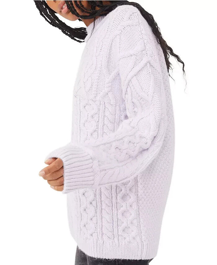 Free People Purple Women's Leslie Cable Tunic Sweater top Size XLMSRP $168