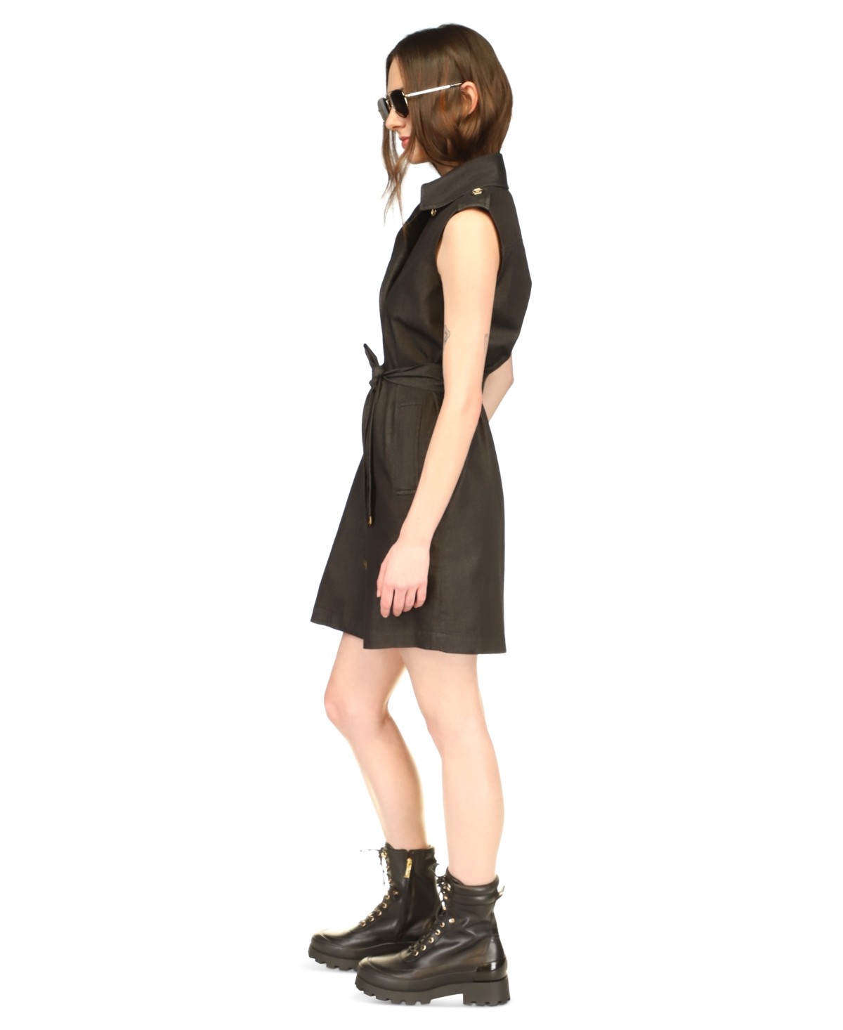 Michael Kors Womens Collered Mini Mini Dress Size XS Black