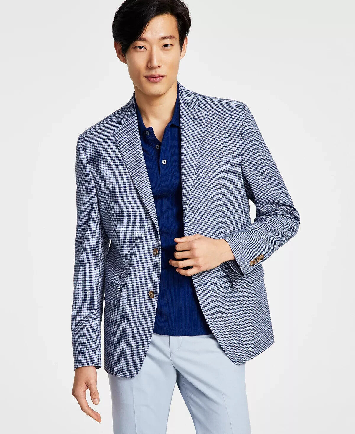 RALPH LAUREN Men UltraFlex Stretch Blue Mini Check Sport Coat Size 38R $295