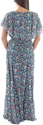 Lauren Ralph Lauren Womens Floral Ruffled Maxi Dress Blue Size 10