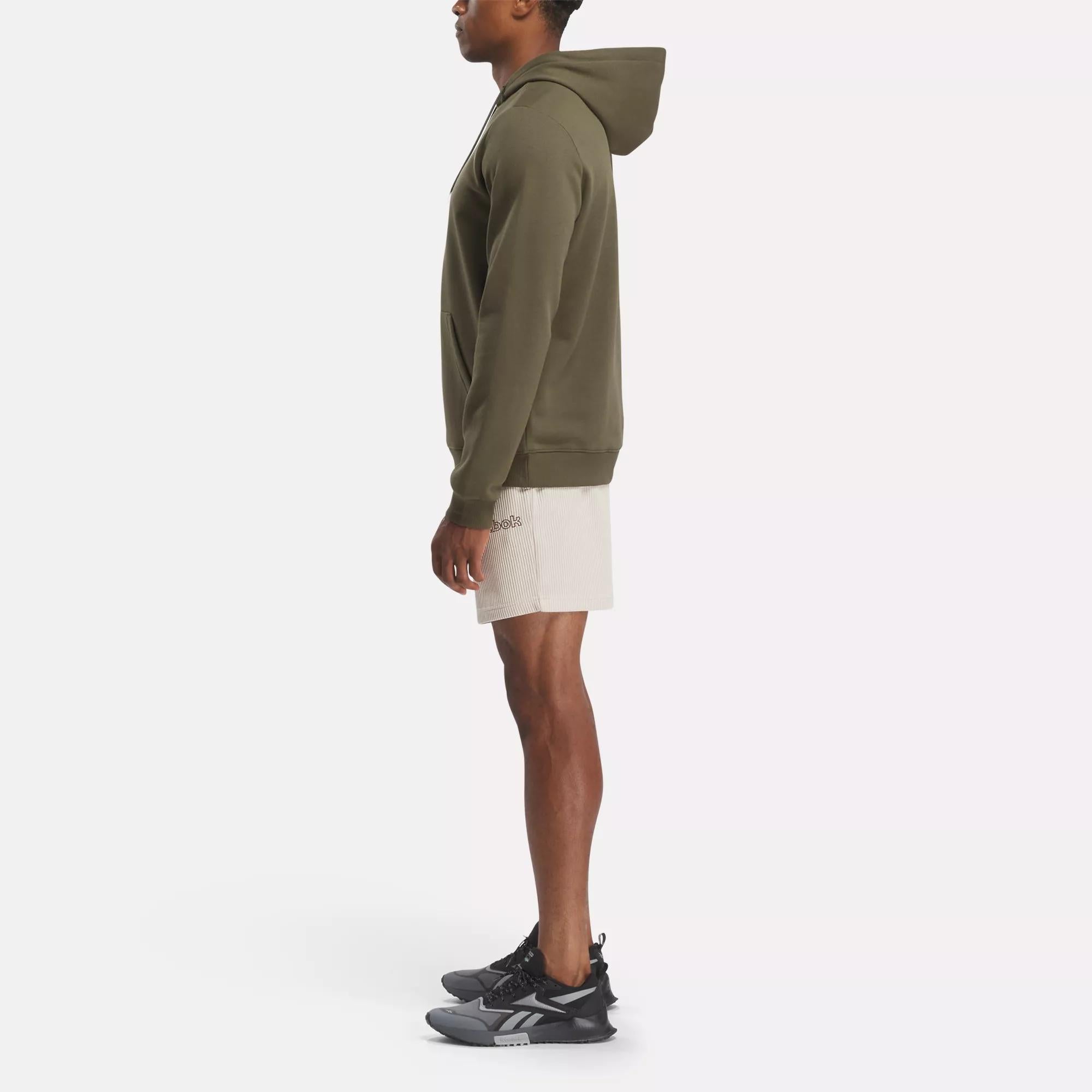 Reebok Identity Fleece Over-the-Head Hoodie Olive Green Size L