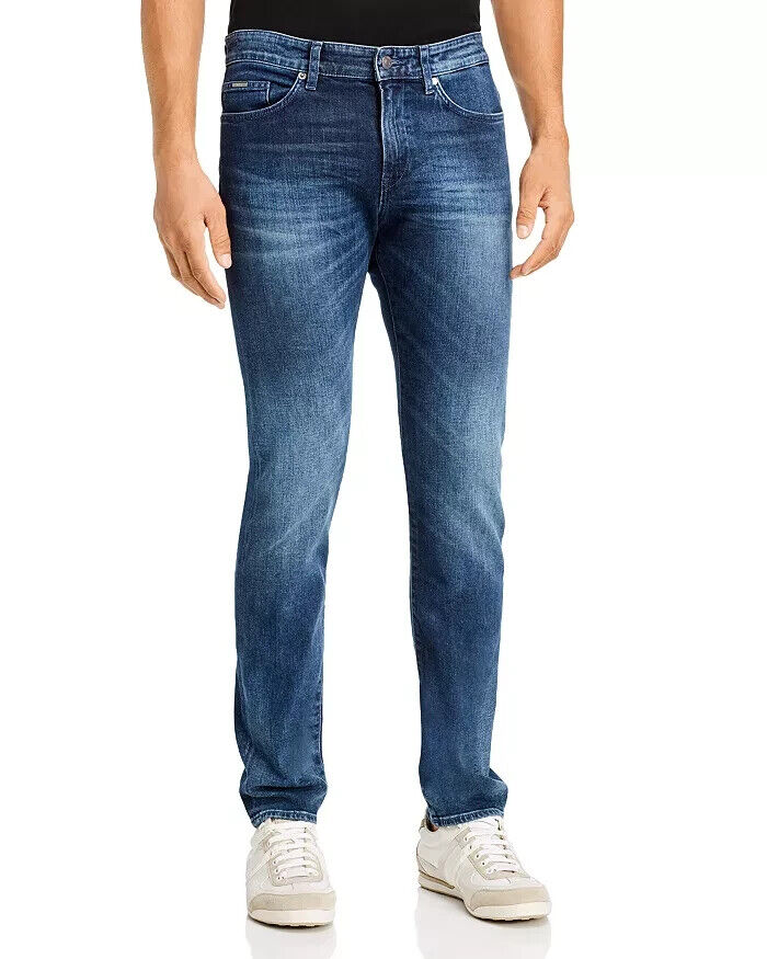 HUGO BOSS MEN'S Delaware3 Slim Fit Jeans Navy Blue Size 40x32 MSRP $178