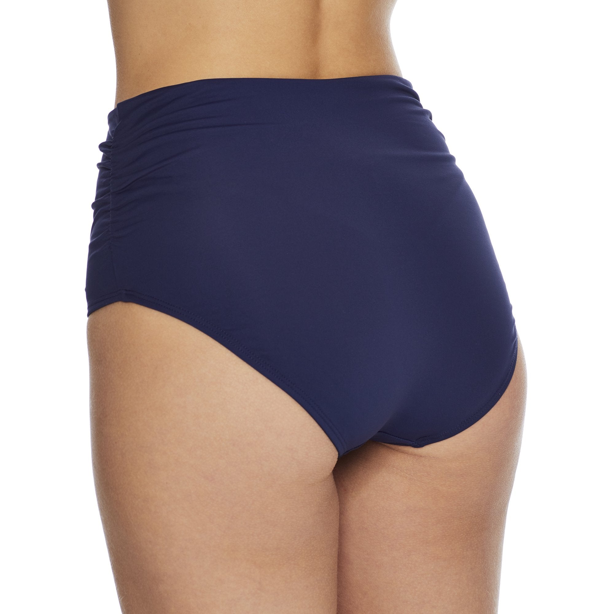 Anne Cole - Convertible High Waist Shirred Swim Bottom Blue Navy Size XS