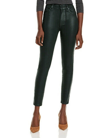 PAIGE Hoxton Ankle Jeans Wild Clover Luxe Coating Dark Green Size 25 MSRP $219