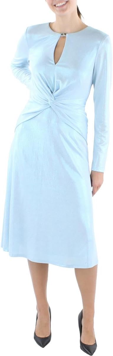 Lauren Ralph Lauren Women's Long-Sleeve Foiled Jersey Dress (Size 8, Light Blue)