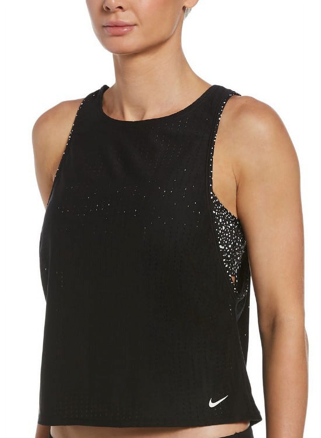 Nike BLACK Water Dots Convertible Layered Tankini Swim Top, US Size S