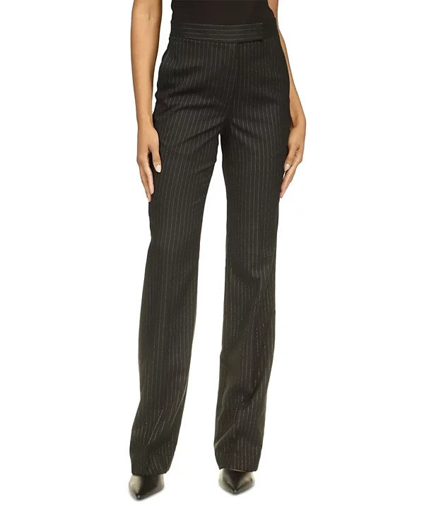 Michael Kors Women's Pinstriped Boot-Cut Trousers Black Pants Size 8 MSRP $155
