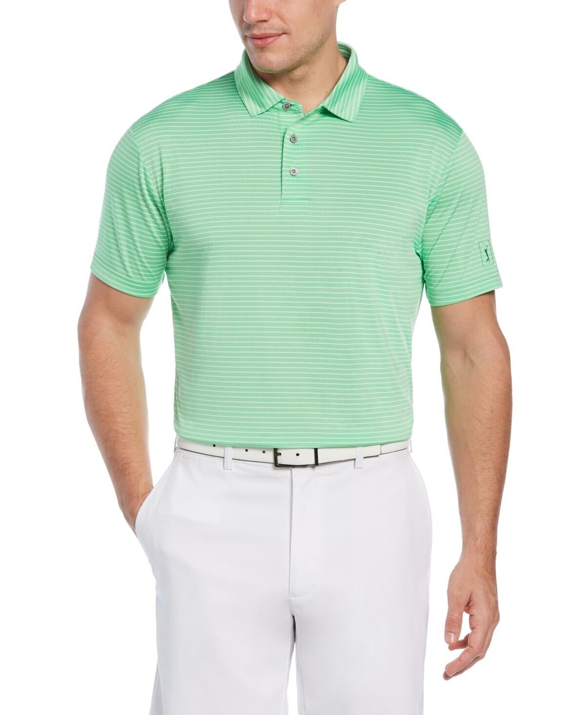 PGA TOUR Men's Feeder Stripe Performance Golf Polo Shirt Green Size XL MSRP $62