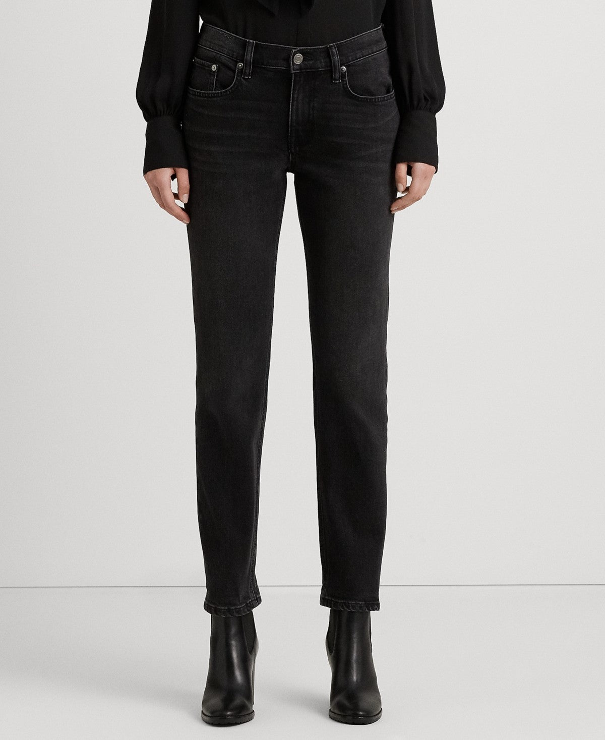 Lauren Ralph Lauren Women's Relaxed Tapered Ankle Jeans Black Size 12 MSRP $125