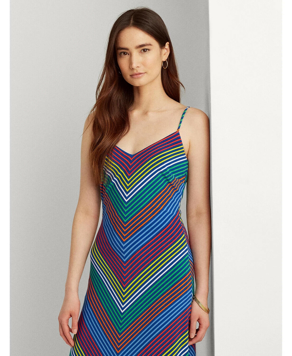 Lauren Ralph Lauren Chevron Jersey Maxidress Womens Size 2 Multi MSRP $145