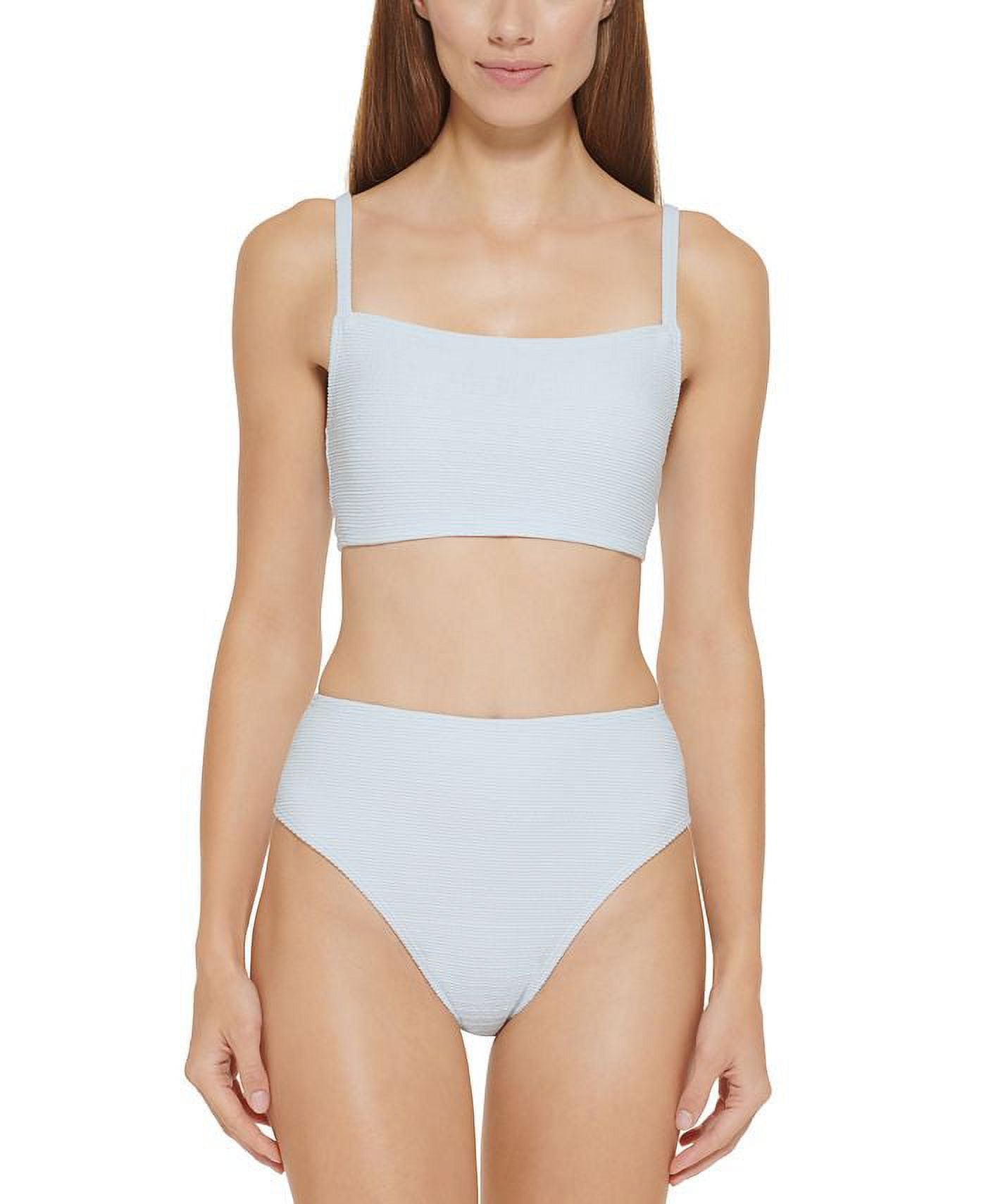 DKNY Women's Textured Bralette Bikini Top Women's Swimsuit Blue Size M
