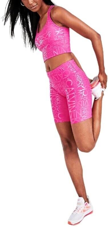 Calvin Klein Womens Printed Strappy Back Tank Top Pink Size S MSRP $50