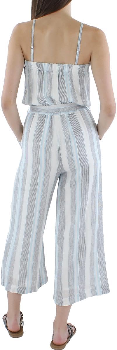 Splendid Womens Linen Belted Jumpsuit Blue Size XS