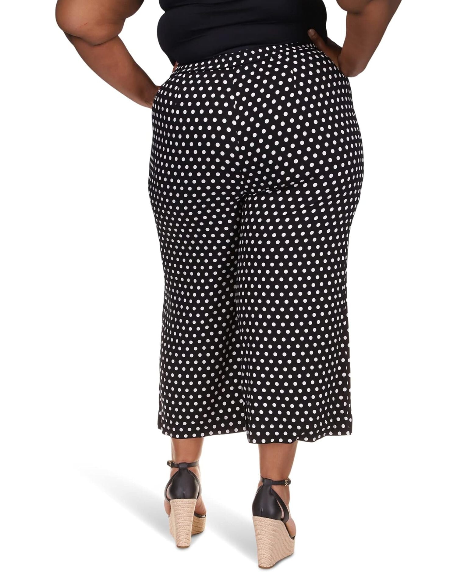 Michael Kors Polka Dot Wide Leg Pants Plus Size 24W Black