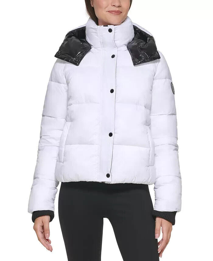 DKNY SPORT Women's Logo Puffer Jacket White Size XL MSRP $160