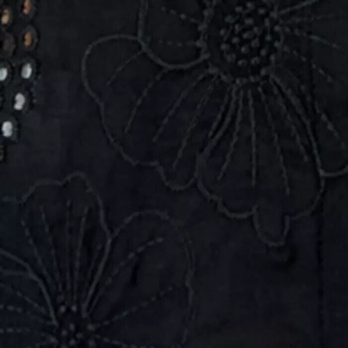 Tahari ASL Women's Cotton Floral Eyelet Tie-Waist Shacket BLACK Size 4 MSRP $99