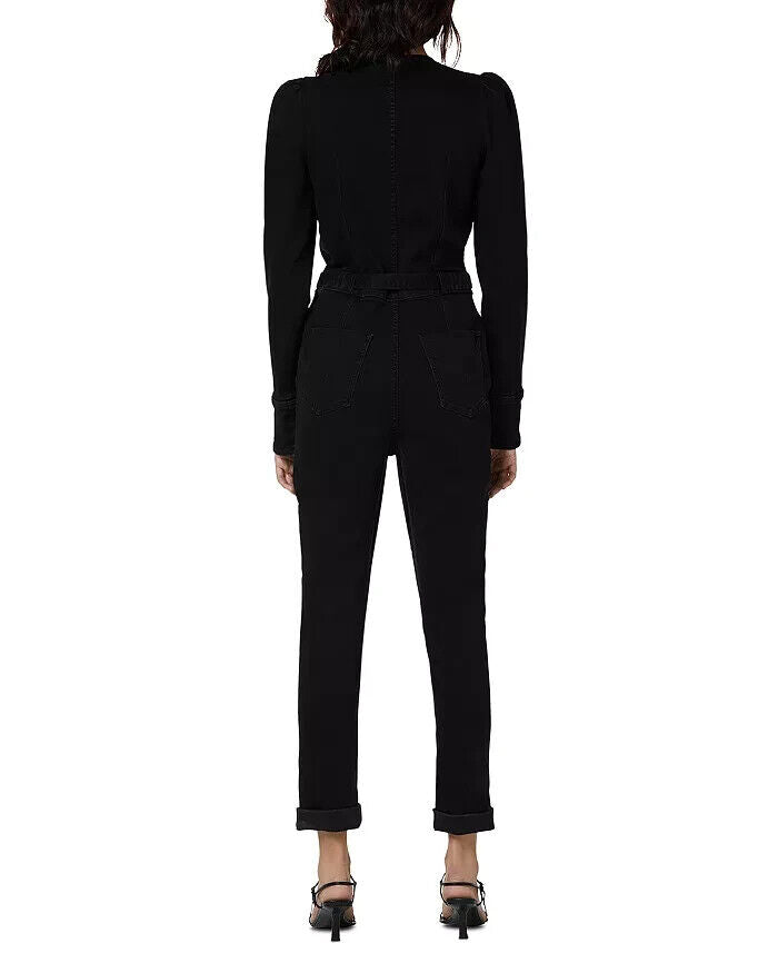 Hudson Puff Sleeve Denim Jumpsuit in Washed Black Size S MSRP $325