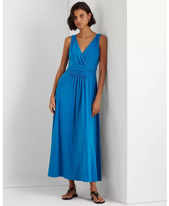Lauren Ralph Lauren Jersey Sleeveless Dress Size 14 Blue MSRP $145