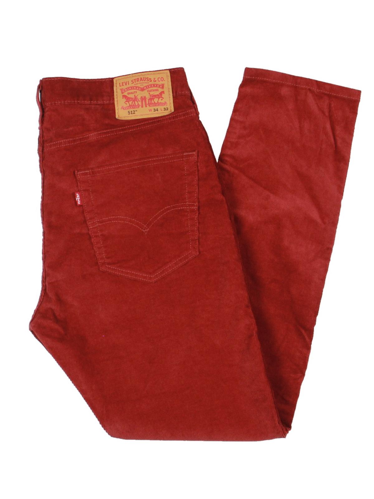 Levi Strauss & Co. Mens 512 Corduroy Slim Tapered Leg Jeans Red Brown Size 34/32