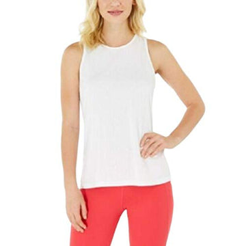 Ideology Women's Heathered Keyhole-Back Tank Top Bright White Size Medium