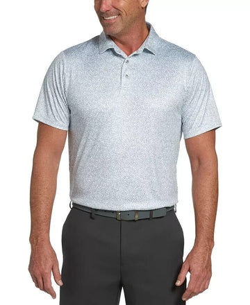 PGA TOUR Men's Stretch Textured-Print Polo Shirt Gray Size XL MSRP $65