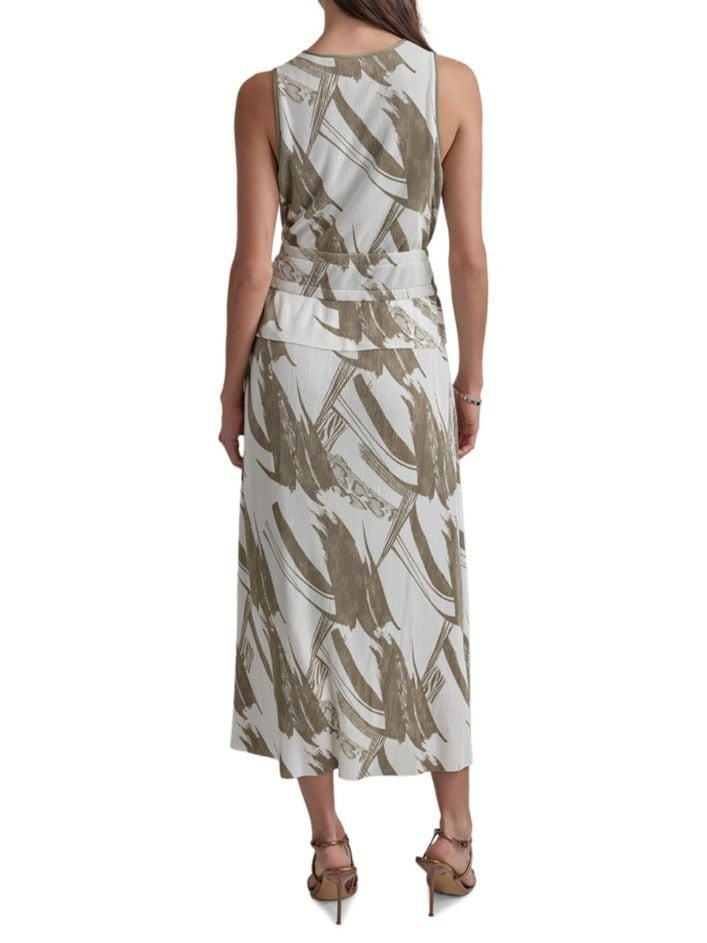 DKNY Printed Rib-Knit Midi-Dress Size XL GREEN NWT $139