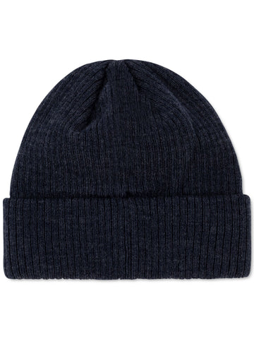 CHAMPION Black Embroidered Logo Acrylic Fitted Ribbed Beanie Hat Cap