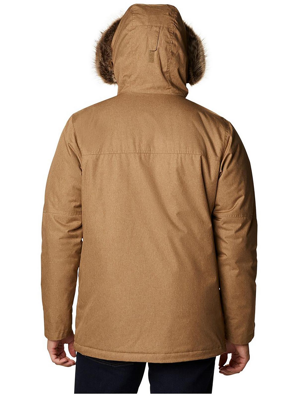Columbia Mens Penns Creek Faux Fur Trim Heavy Parka Coat Brown Size M