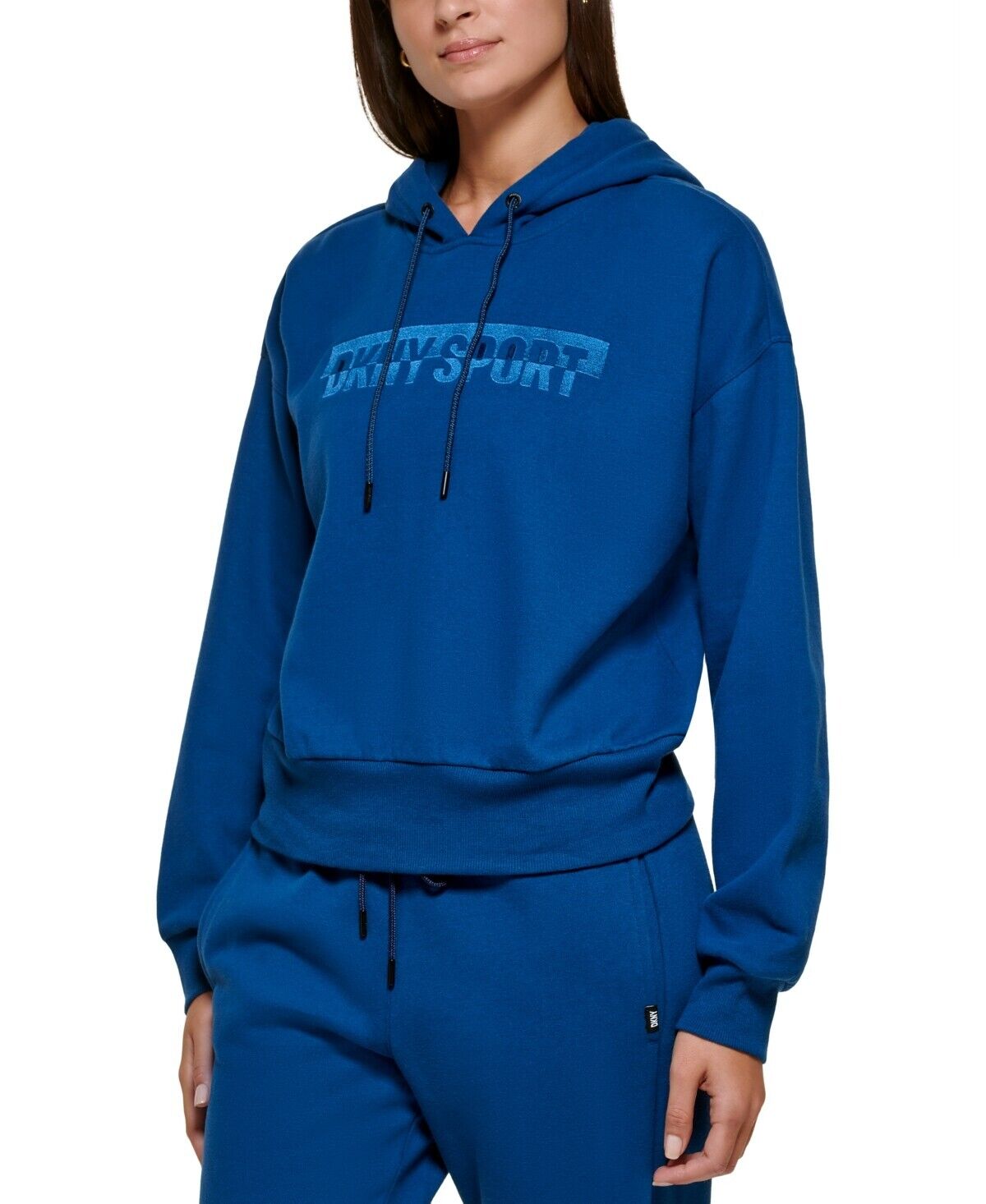 Dkny Sport Women's Mirror-Logo Printed Pullover Hoodie Blue Size XL MSRP $70