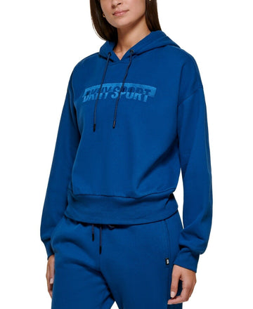 Dkny Sport Women's Mirror-Logo Printed Pullover Hoodie Blue Size XL MSRP $70