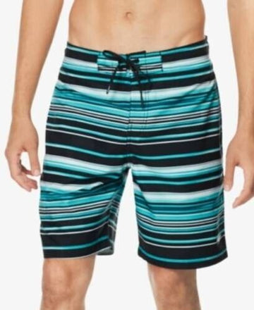 Speedo Men's Stripe 2-Way Stretch Dwr 20" Board Shorts Green Size S MSRP $56