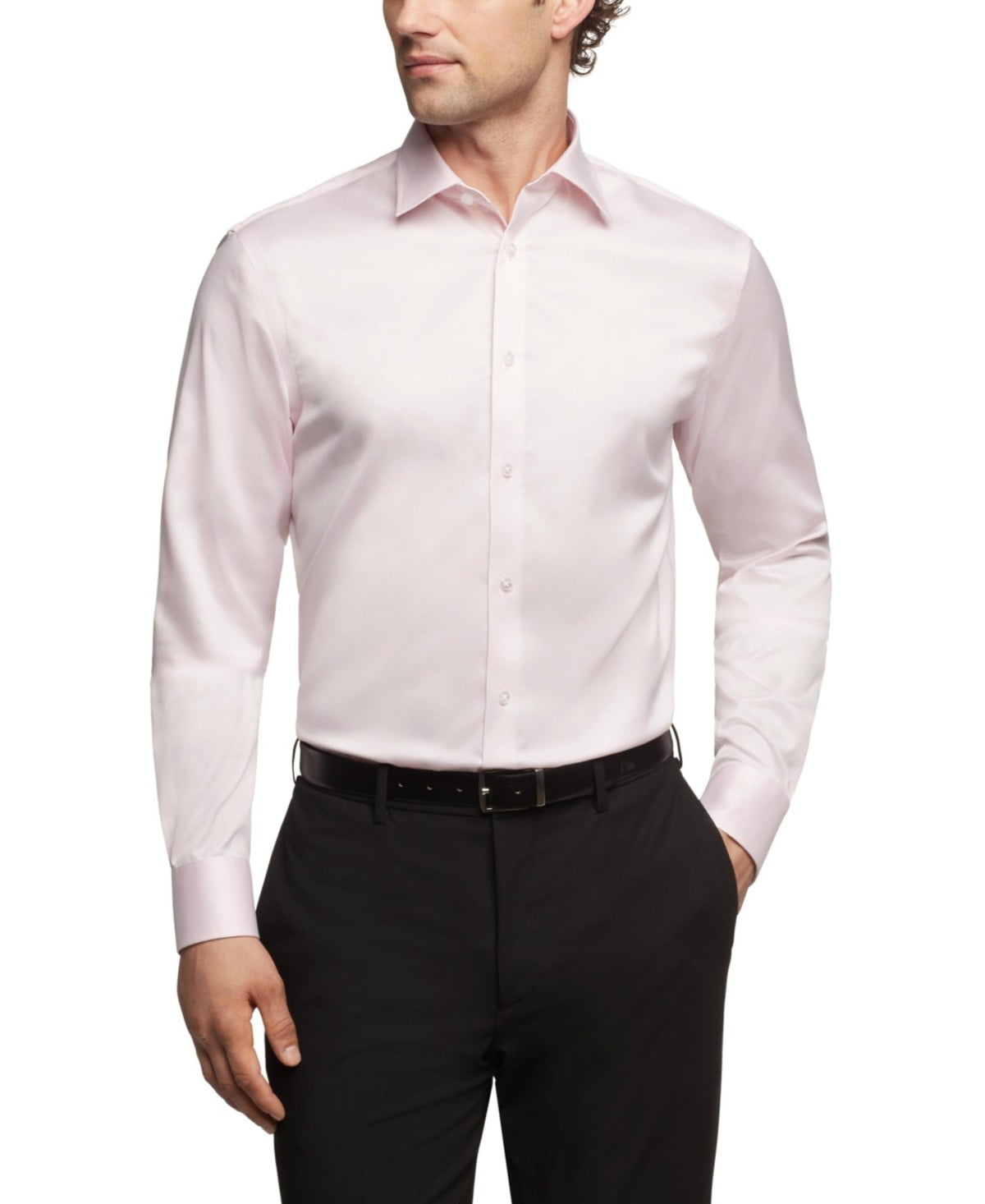 Calvin Klein Men Regular fit Dress Shirt Large 16.5 in 32-33 Pink Solid