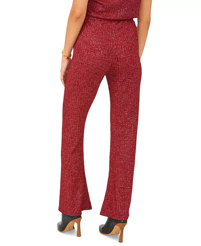 VINCE CAMUTO Ribbed Metallic-Threaded Pants Red Size L MSRP $79