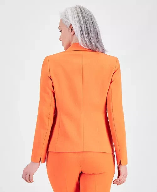 Kasper Petite Zip-Pocket One-Button Blazer Orange Size 10P MSRP $119