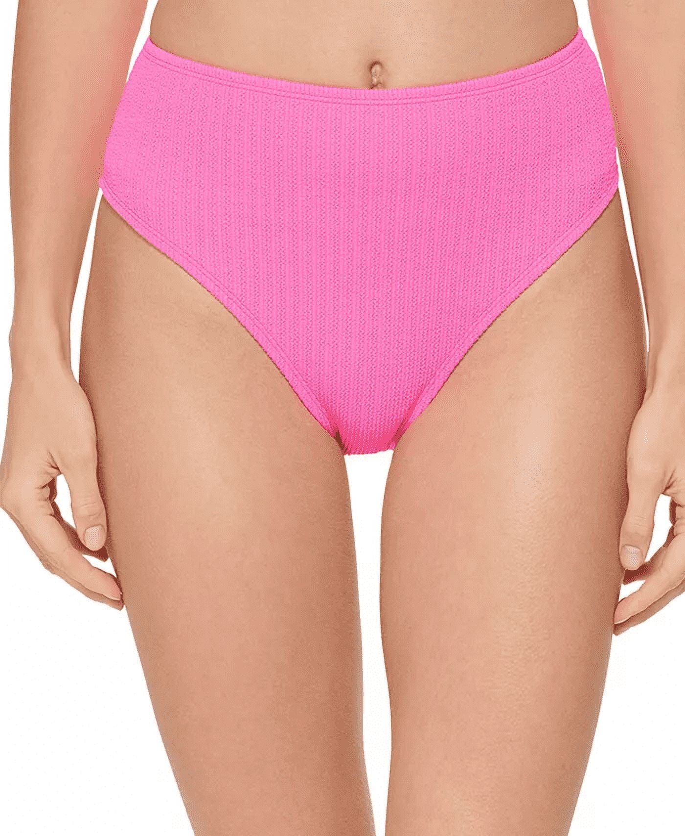 DKNY Women's Textured High Waist Bikini Bottom Swimsuit Pink Size XS Pink