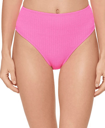 DKNY Women's Textured High Waist Bikini Bottom Swimsuit Pink Size XS Pink