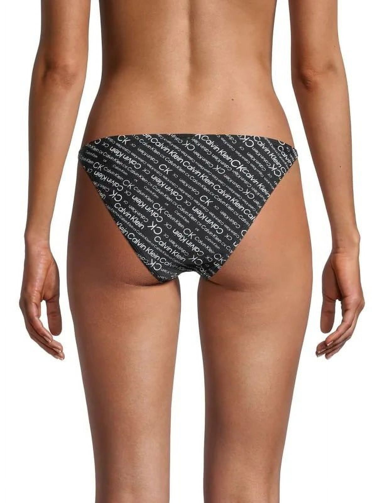 Calvin Klein BLACK Skinny-Strap Logo Bikini Swimwear Bottom, US Size L