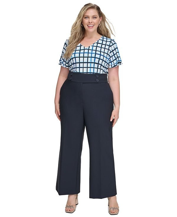 Calvin Klein Plus Size 22W Scuba-Crepe Wide-Leg Pants Black $109