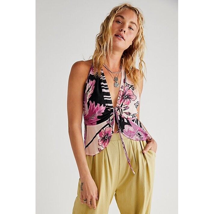 Free People Hot Tropics Tank Top Pink Size XL MSRP $78