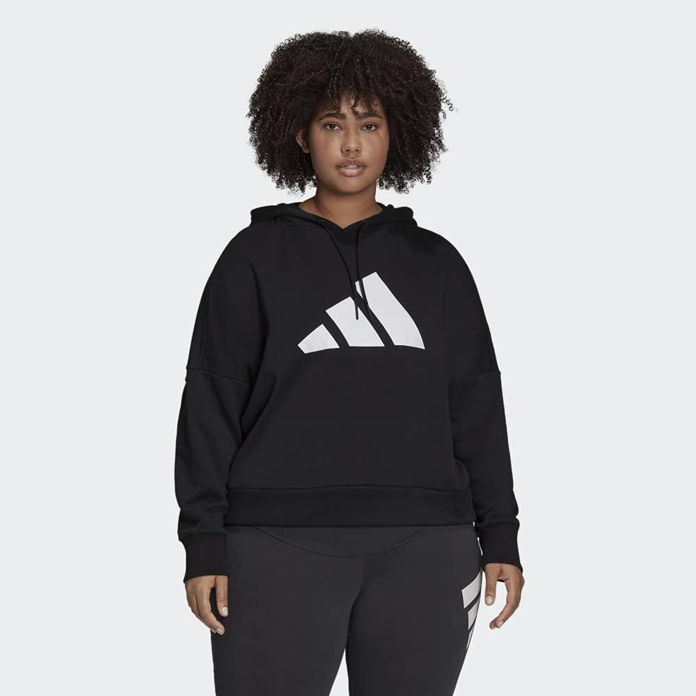 ADIDAS Womens Stretch Ribbed Drawstring Sleeve Logo Dolma Black Plus Size 4X