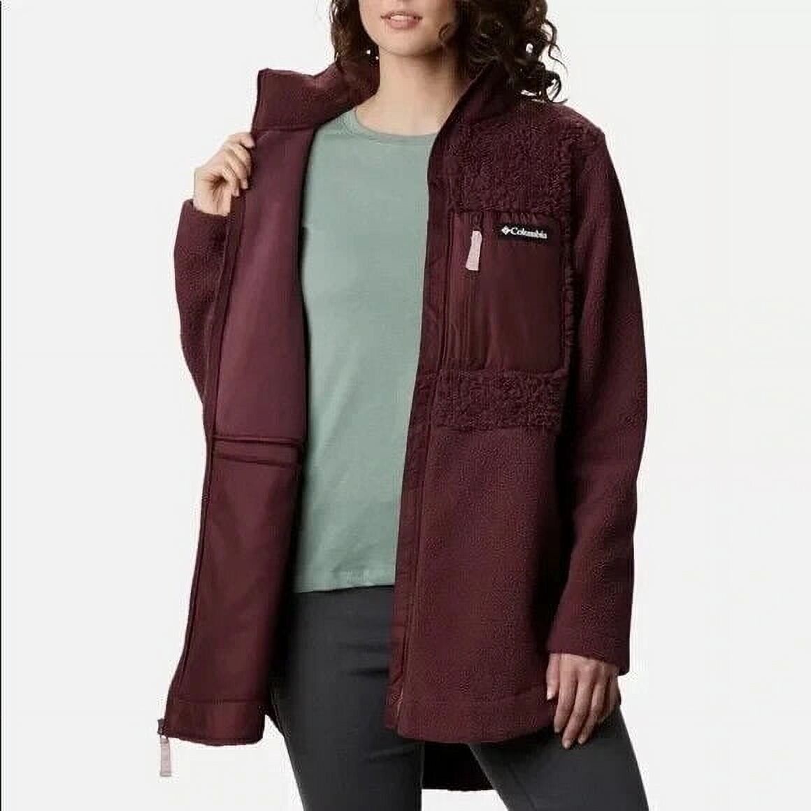 Columbia Women s Lodge Sherpa Full Zip Fleece Wine purple Size S