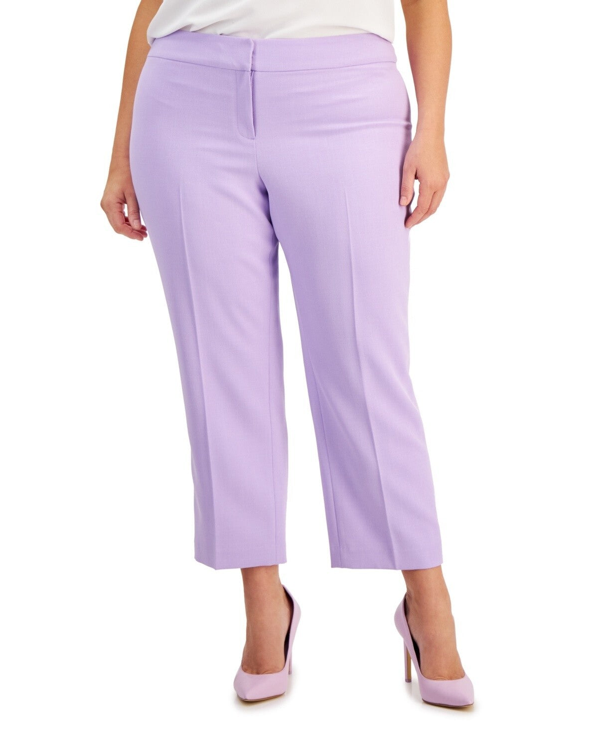 Kasper Women Straight-Leg Pants Purple Plus Size 16 MSRP $89