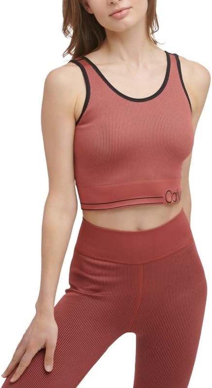 Calvin Klein Performance Women's Medium-Impact Crop Top Brown, Size S