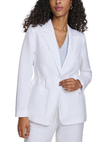 Calvin Klein Womens Plus Linen Suit Separate One-Button Blazer White Size 22W