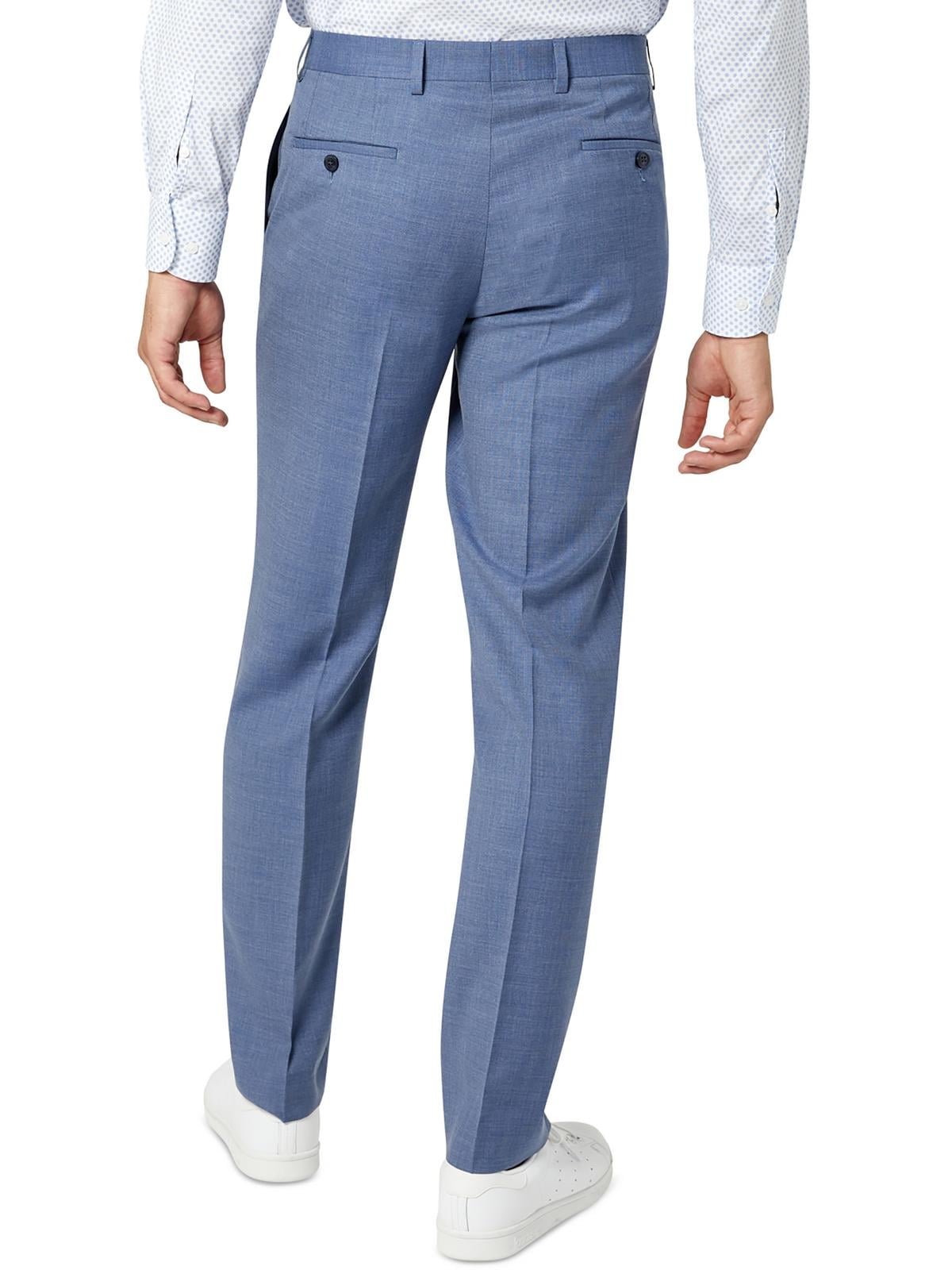 Sean John Mens Classic Fit Flat Front Suit Pants Blue Size 40x30