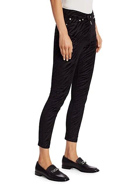 Rag & Bone BLACK Women's Nina Zebra-Stripe Skinny Ankle Jeans US Size 26 $295