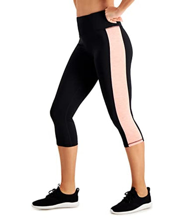Ideology Women's Colorblocked Cropped Leggings (Noir Peachberry, X-Small)