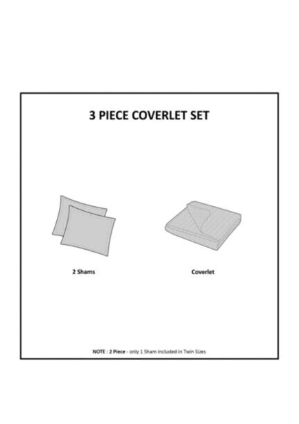 Madison Park Keaton Reversible Coverlet Set Dark Gray 3 PC