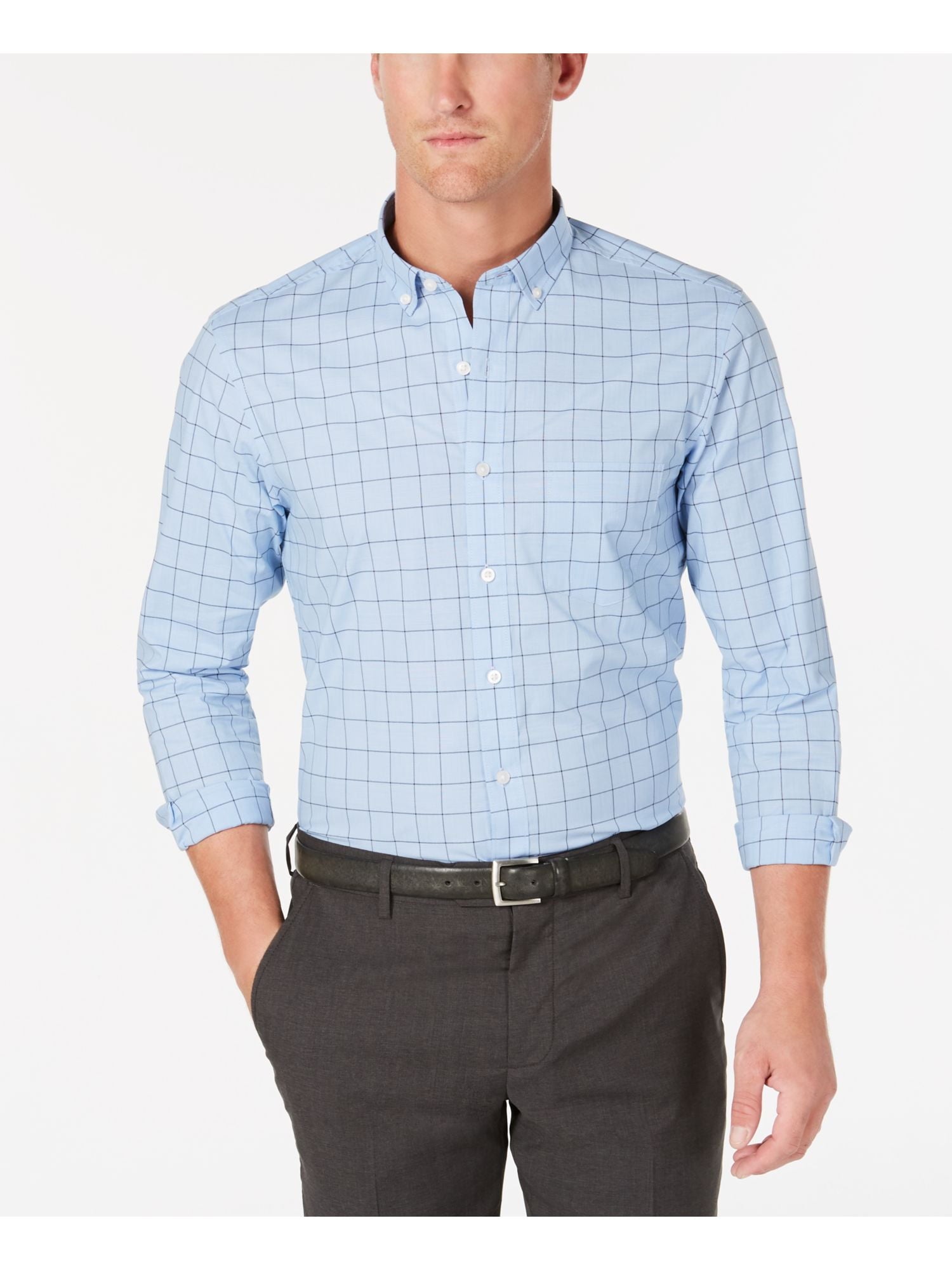 Club Room Mens Printed Collared Button-Down Shirt Blue Size M
